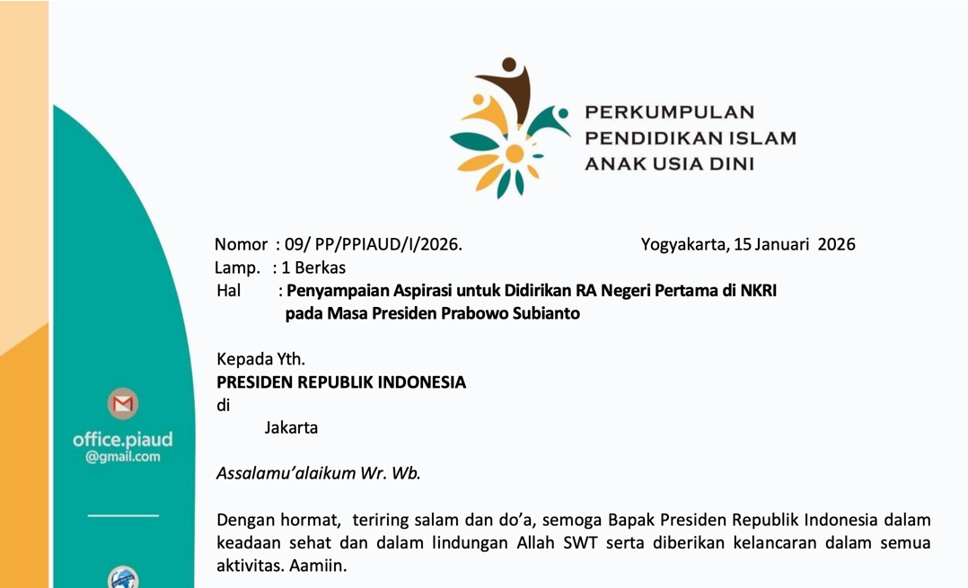Wujudkan Keadilan Pendidikan, PPIAUD Kirim Naskah Akademik Pendirian RA Negeri Pertama ke Presiden RI